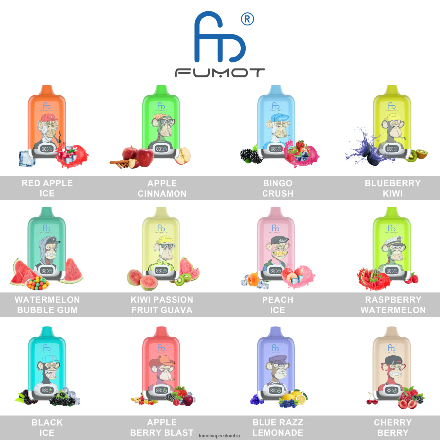 Fumot vape flavours - 12000 vapeador desechable de 20 ml - (1 pieza) bayas mixtas Fumot Digital Box 66880J138