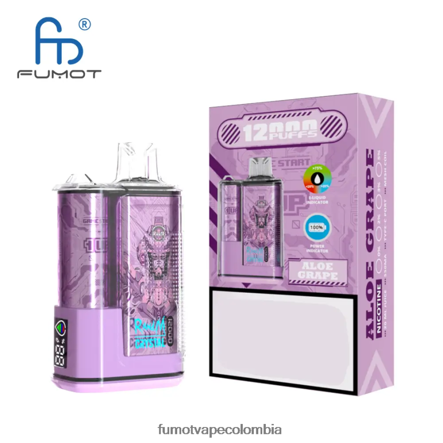 Fumot factory - 12000 caja de vapeo desechable - 20ml (1 pieza) frambuesa arándano Fumot Crystal 66880J261