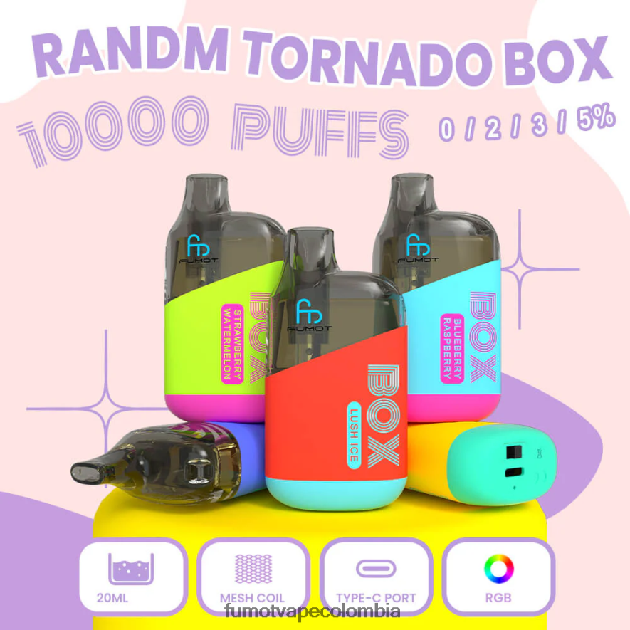 Fumot factory - Caja de 10000 vape pods desechables - 20 ml (1 pieza) chicle de arándanos Fumot Tornado 66880J361