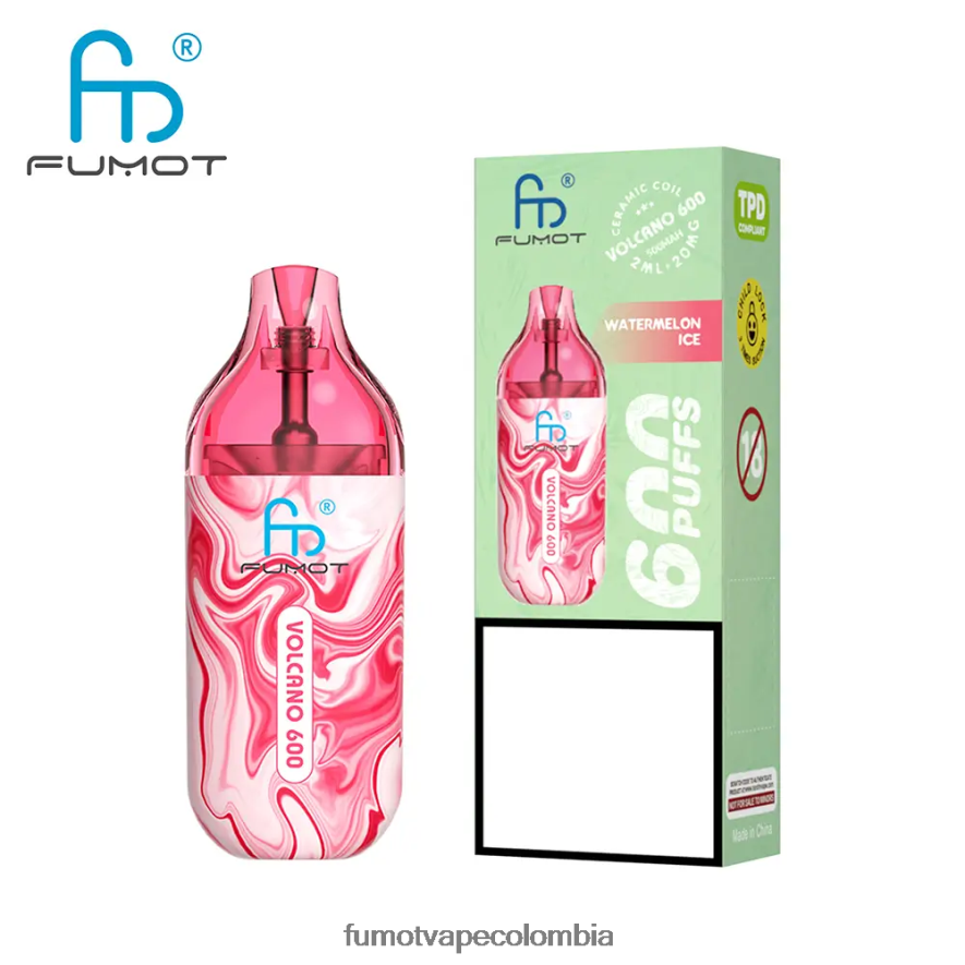 Fumot factory - Vape desechable compatible con 600 tpd - 2 ml (juego de 3 piezas) hielo de sandia Fumot Volcano 66880J291