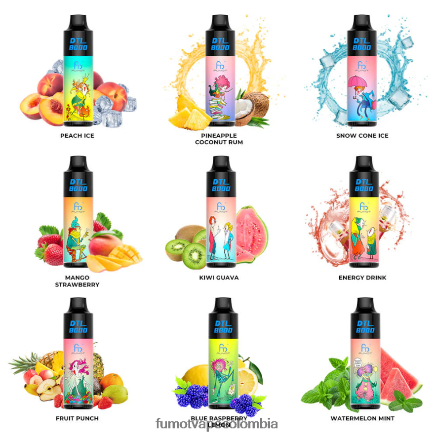 Fumot vape Colombia - Pluma vaporizador desechable 8000 - 16 ml (1 pieza) áloe uva Fumot DTL 66880J413