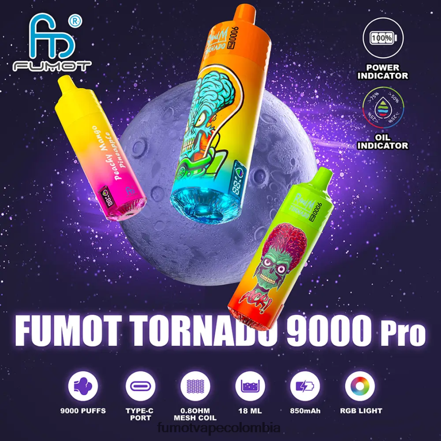 Fumot factory - 1 pieza de vaporizador desechable 9000 pro de 18 ml Fresa plátano Fumot Tornado 66880J231