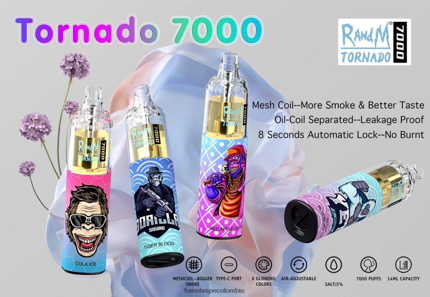 Fumot factory - Pluma vaporizador desechable 7000 - 14 ml (1 pieza) Lima Limon Fumot Tornado 66880J81