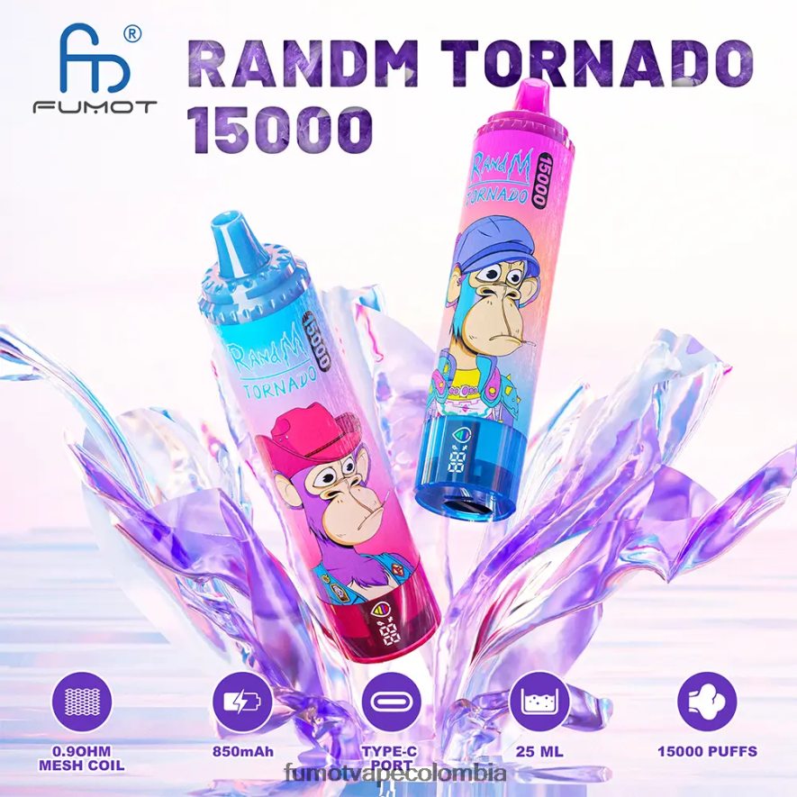 Fumot vape Colombia - 15000 vaporizador desechable 25ml (1 pieza) arándano cereza arándano Fumot Tornado 66880J163